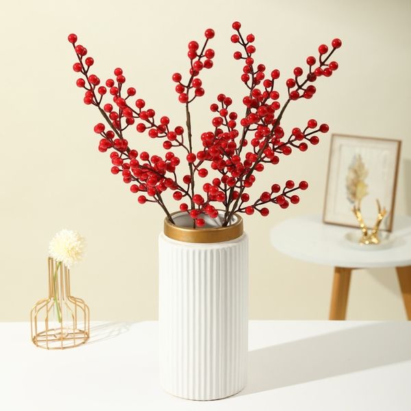 

Simulation Holly red fortune fruit home decoration Christmas berry Acacia bean false flower bouquet