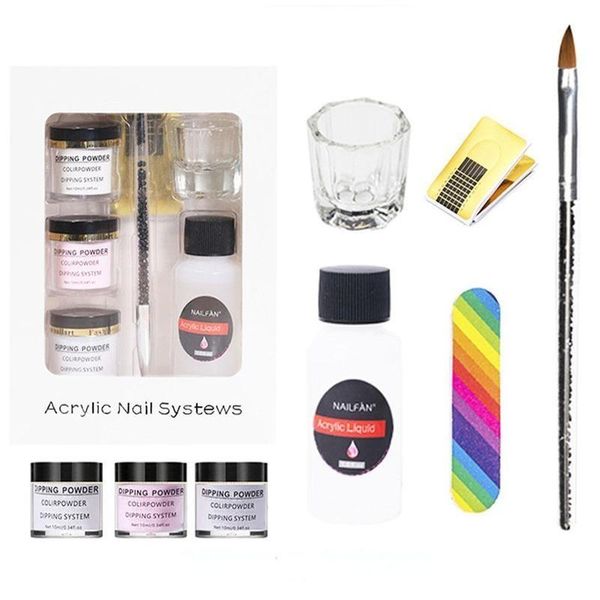 

nail art kits acrylic powder gel polish set crystal kit liquid with brush file nails decoration extension manicure tools
