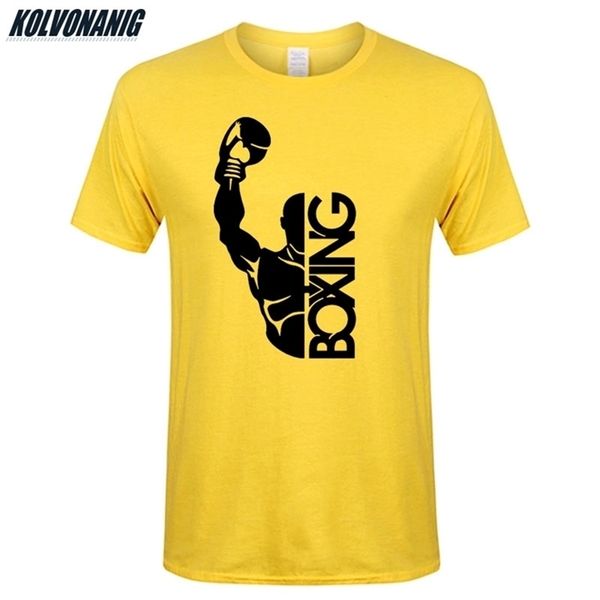 Moda de verão Mangas curtas Algodão Homens Sportswear Casual T-shirt Boxe Luvas de Boxe Combat Impressão T Camisetas Masculinas Tops Tee Plus Size 210716