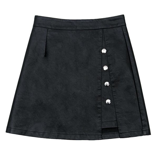 

skirt lady's autumn/winter outfit a - line wrap leather pu skirts, Black