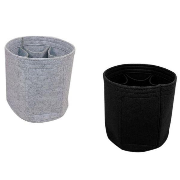 

cosmetic bags & cases kf-2x felt cloth barrel deskstorage fits in insert multi-pockets and belongings gray black