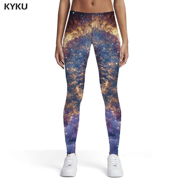 

women's leggings kyku galaxy women space printed pants universe spandex womens casual bodybuilding funky pencil, Black