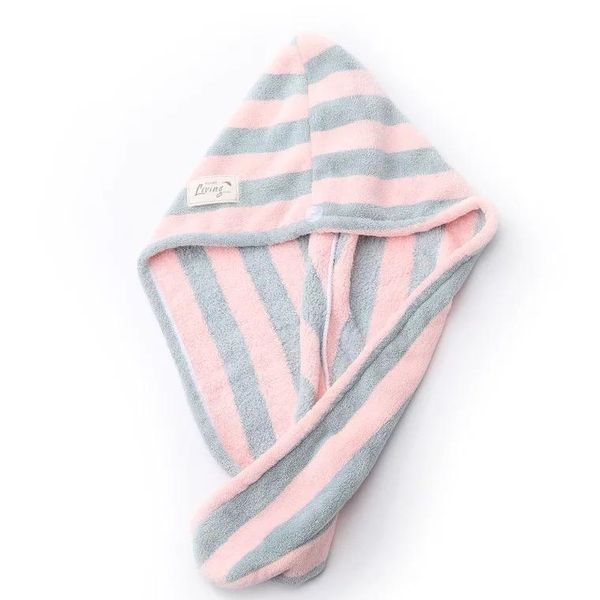 

towel hair dryer stripes soft water-absorbing quick-drying shower cap convenient good breath-ability