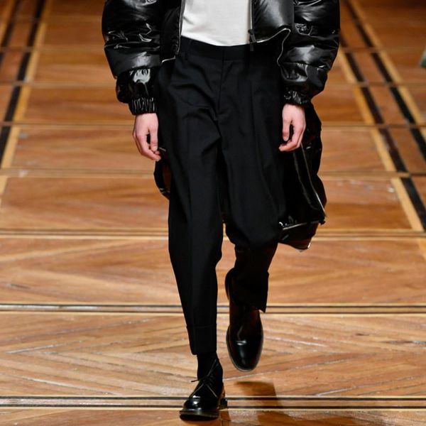 

men's pants casual spring and summer show dark door open, loose harlen curl edge nine legged, Black