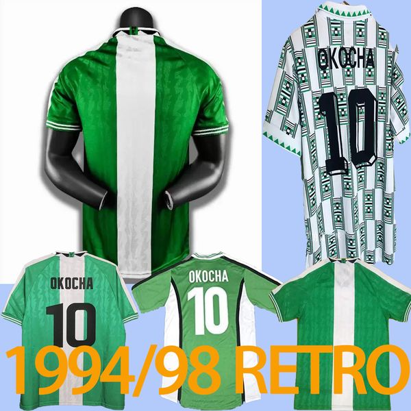 Nigelia Retro Soccer Jersey Home Away 1994 1996 1998 Mailoot de Foot Okechukwu yighalo Okocha Ahmed Musa Ndidi Mikel Trackys Kit Футбольные рубашки