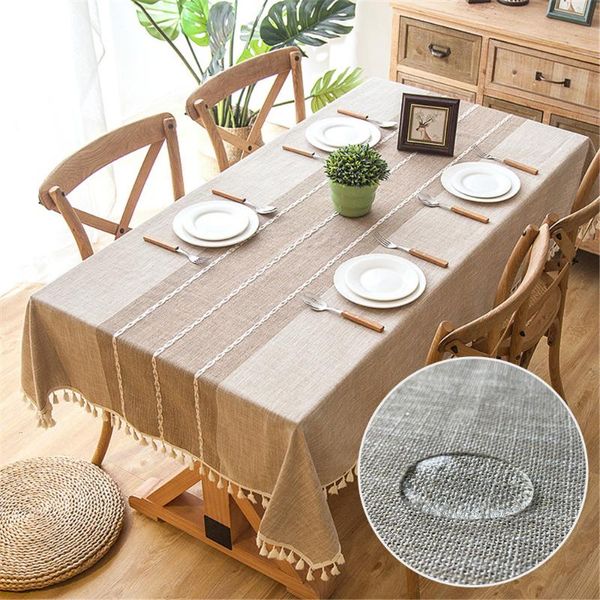 

table cloth linen tablecloth with tassel waterproof oilproof thick rectangular for wedding dining tea decoration lace