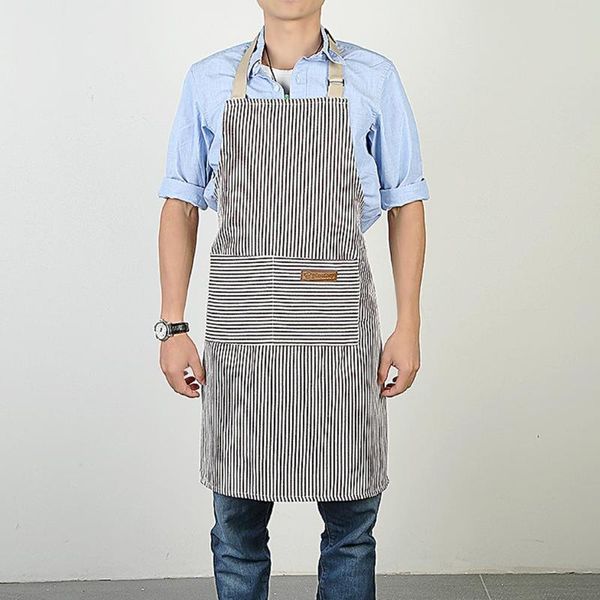 

aprons stripes apron adjustable cotton canvas cooking kitchen home daily striped section restaurant pinafore