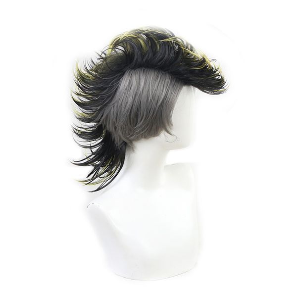 

shinazugawa genya cosplay wigs anime demon slayer: kimetsu no yaiba black and yellow style high-temperature fiber hair wig