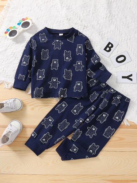

baby cartoon graphic pullover & sweatpants she01, White