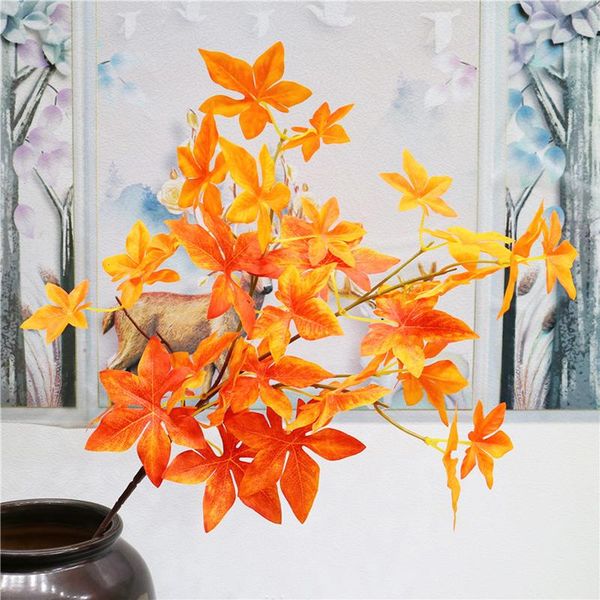 

decorative flowers & wreaths 78cm 4 fork fake maple leafs bouquet large artificial tree branch autumn leaves farmhuse plants for wedding hal
