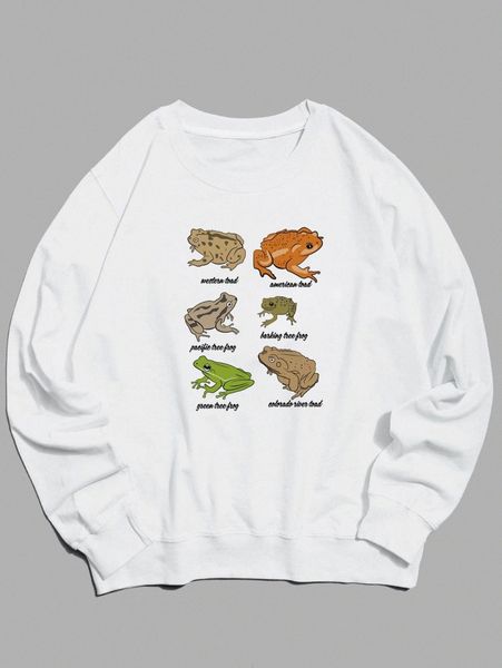 

men frog & letter graphic sweatshirt n5x5#, Black
