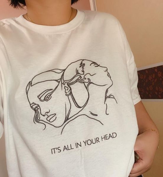 

kuakuayu hjn its all in women your head two heads juggling art t shirt fashion cute aesthetic graphic tee, White