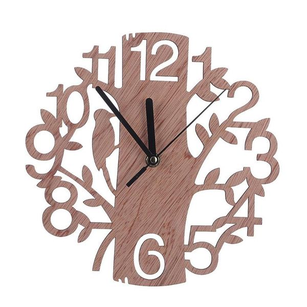 

wall clocks hollow tree decoration round wooden out clock living room home office ornament gift watch