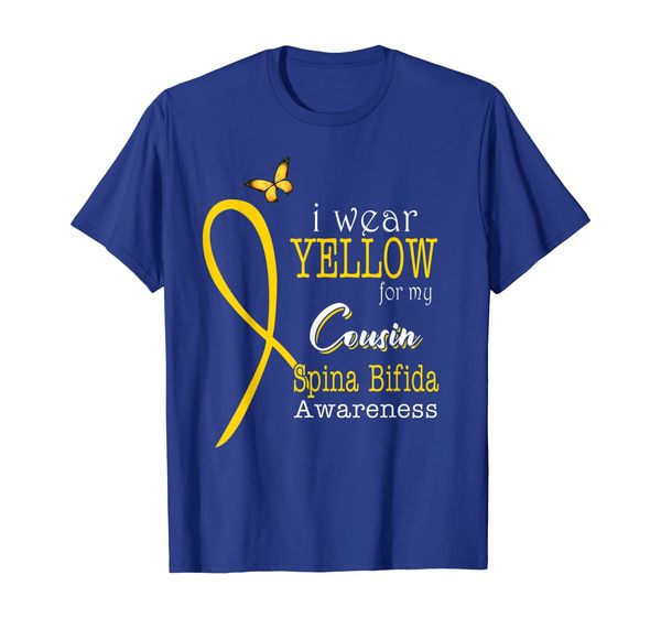 

i wear yellow for my cousin spina bifida awareness tshirt, White;black