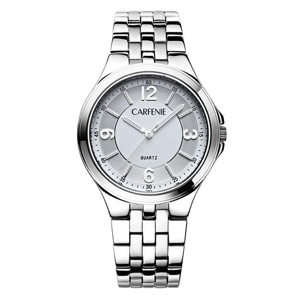 

wristwatches carfenie 2021 brand men's quartz wristwatch stainless steel watch for men luxury casual waterproof watches with date, Slivery;brown