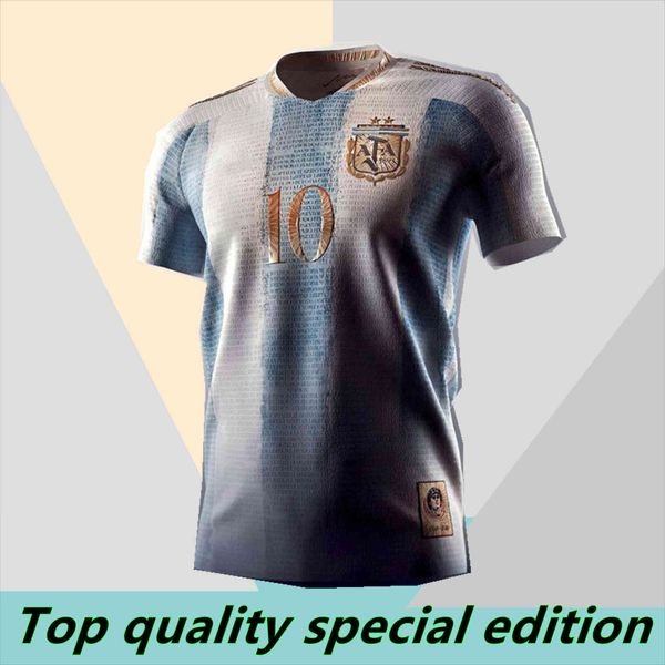 

argentina 2021 concept soccer jersey maradona special badge golden elements messi football shirt, Black
