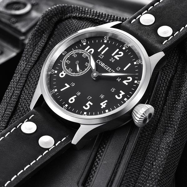 

wristwatches brand 2022 44mm men's seagull movement mechanical watch sapphire luminou manual winding 316l 2022a, Slivery;brown