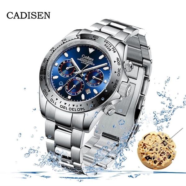 

wristwatches cadisen 2021 brand men mechanical watch sports automatic luxury waterproof wristwatch relogio masculino, Slivery;brown