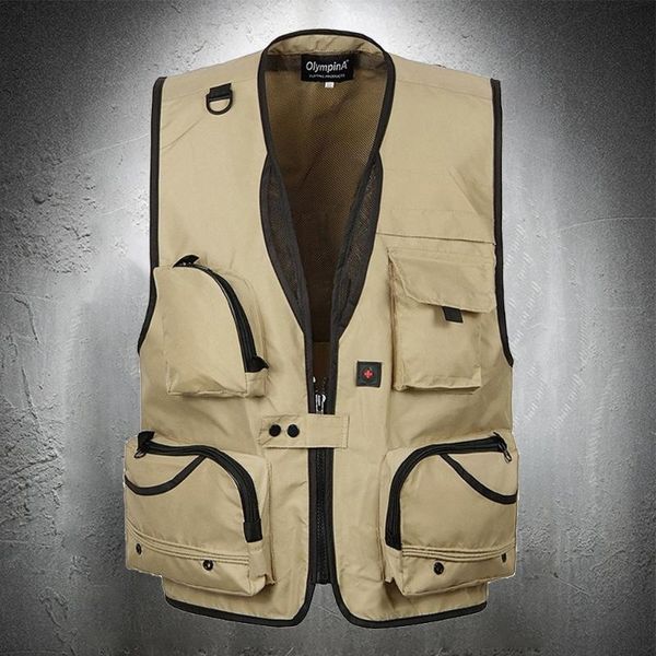 

men's vests men vest jacket sleeveless outdoor fishing hiking coat multi pockets waistcoat breathable summer, Black;white