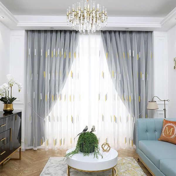 

curtain & drapes 1 panel double layers embroidered wheat ears tulle with high shading curtains for living room bedroom window 2jl290