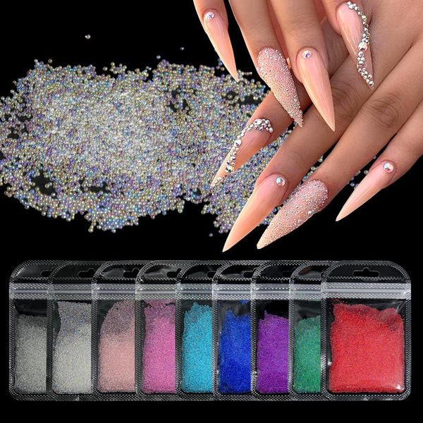 

10g crystal tiny glass balls rhinestones for manicure microbead caviar beads nail art decorations diy charms nails accessories, Silver;gold