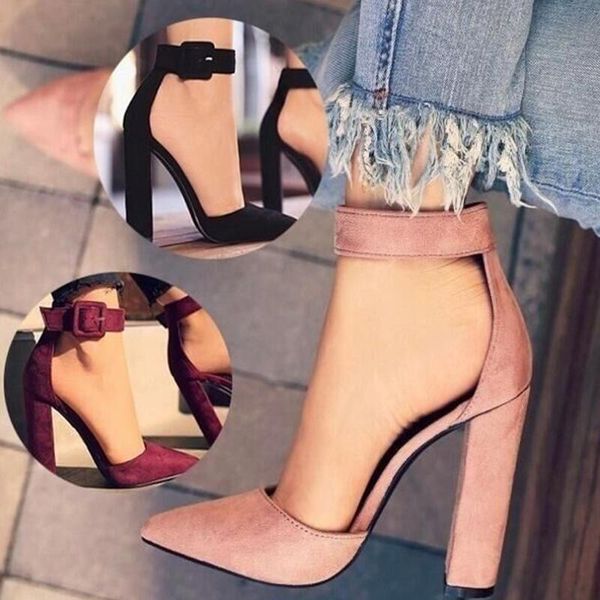 

dress shoes fashion ladies high heels female zapatos mujer pointed toe pumps women woman party ankle strap 2021 summer sandals, Black