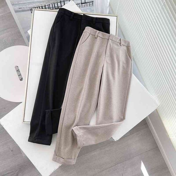 

2021 new women with cuffed leggings solid color casual pants 5oc6, Black;white