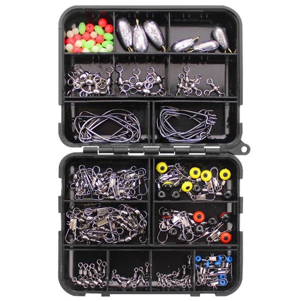 

160pcs/box fishing accessories kit including jig hooks sinker weights swivels snaps with tackle box