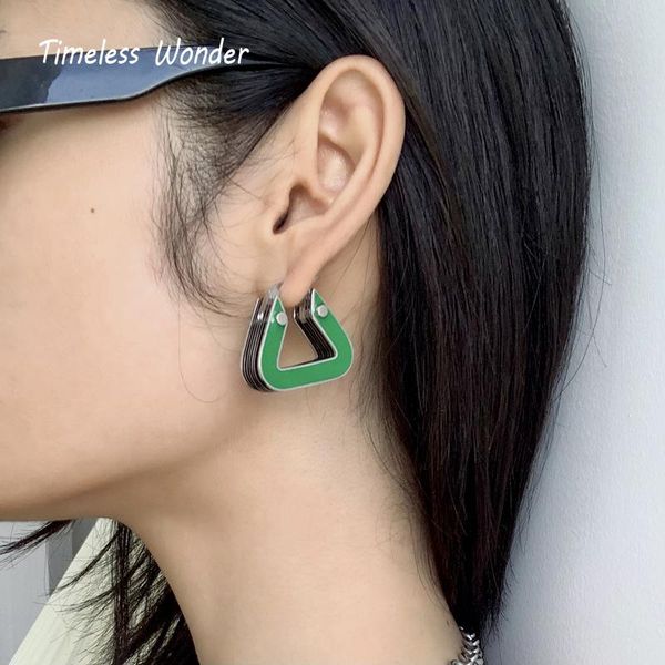 

hoop & huggie timeless wonder amazing enamel geo statement hoops earrings jewelry for women designer gothic trendy emo egirl luxury rare 631, Golden;silver