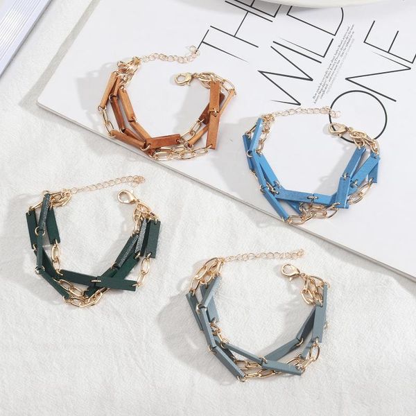 

link, chain custom women jewelry wooden beads layers bracelets for original fashion trendy, Black
