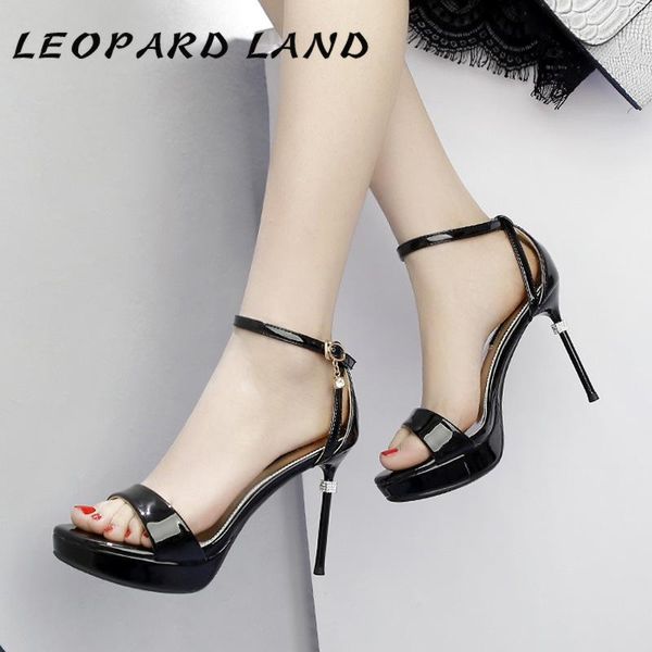 

2021 summer fashion ultra-high heel women's shoes fine platform with buckle open toe women sandals cwf, Black