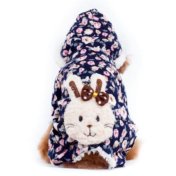 

dog apparel pet warm jacket autumn winter printed velvet jumpsuit cartoon patterns cotton hoodies for small medium dogs n