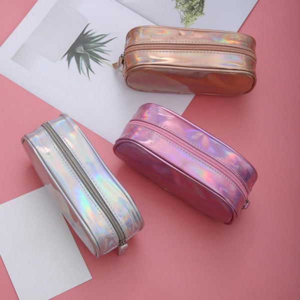 

laser cosmetic bag zipper women handbag portable travel pencil case makeup pouch bags & cases