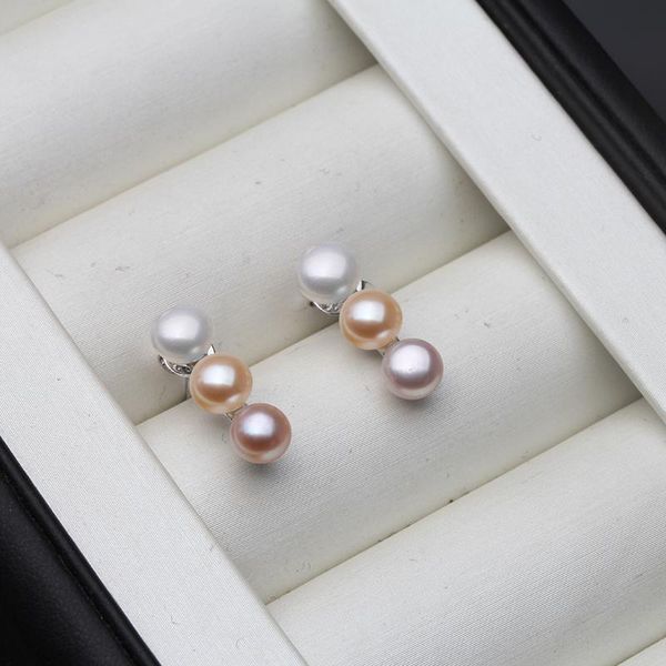 

stud 2021 real 925 sterling silver fine natural pearl jewelry earrings for women wholesale, Golden;silver