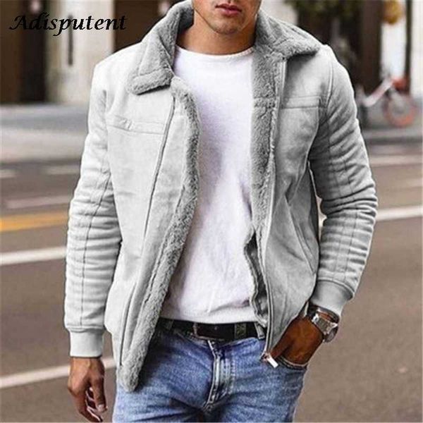

adisputent men's faux leather jackets and coats fleece lined winter warm parkas thicken thermal faux fur overcoat outerwear 211018, Black