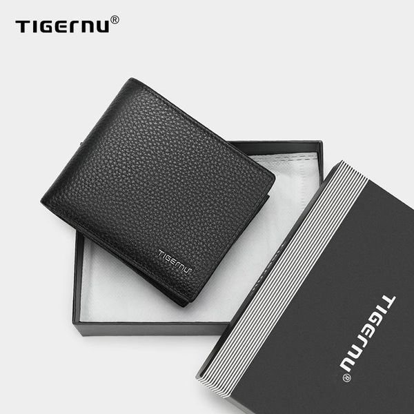 

wallets tigernu male genuine leather men luxury mini purse men's wallet small money bag card for quality slim, Red;black