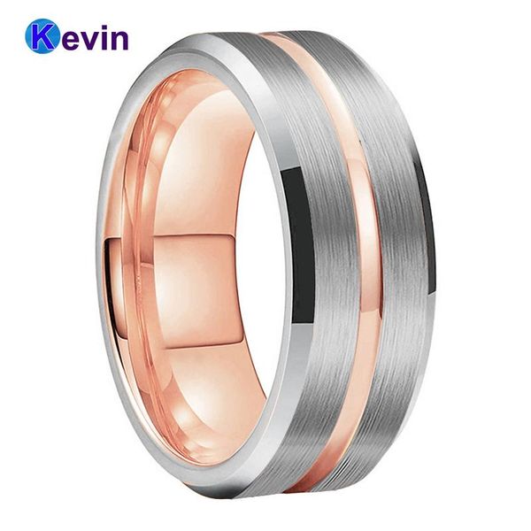 

wedding rings rose gold ring band tungsten engagement for men and women 8mm comfort fit, Slivery;golden