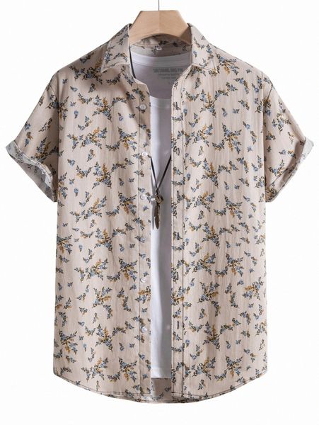 

men random ditsy floral shirt without tee i2hx#, White;black