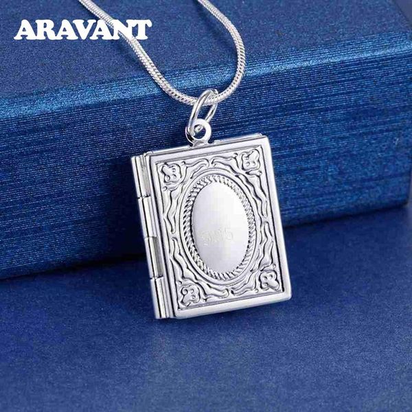 

chains 925 silver vintage square po frame necklaces for women men wedding jewelry