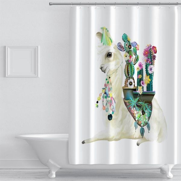 

shower curtains oil painting cartoon alpaca dolphin scenery lake sunrise mountains white cloud curtain waterproof and mildew proof