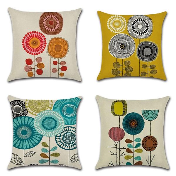 

pillow case romanzo 45*45cm abstract flower pillowcase cartoon sunflower summer theme linen digital printing sofa cushion cover