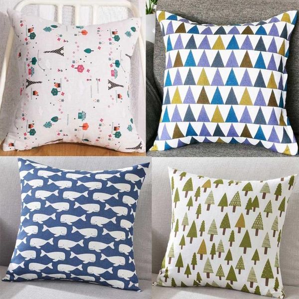 

pillow case 40x40cm linen square decorative sofa bed home office cartoon pattern pillowcase for hold 2021
