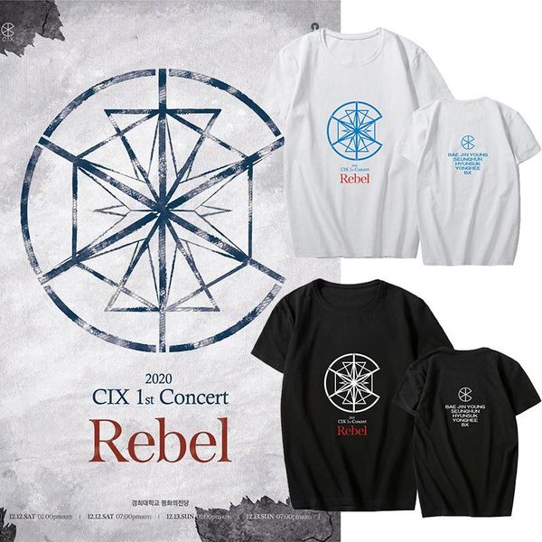 

women's t-shirt kpop cix 1st concert rebel support k- short sleeve tshirt summer loose man tee woman fan collection gift, White