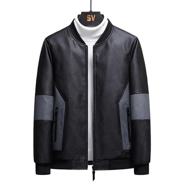 

men's fur & faux spring and autumn men leather jacket motorcycle jackets black outwear male pu coats mens 8xl