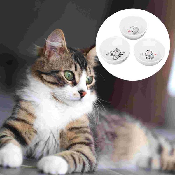 

cat bowls & feeders ceramic pet kitten food and water bowl non-skid feeding dish feeder