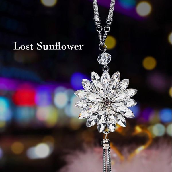 

sunflowers crystal pendant car ornament double-sided decoration fashion interior accessories for girls decorations