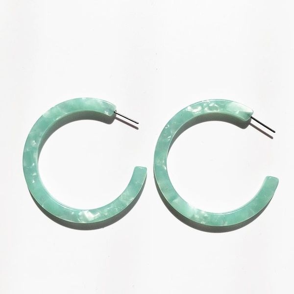 

hoop & huggie 4 colors trendy thick texture acetate earrings women green pink yellow high-end jewelry dinner accessories wholesale bulk gift, Golden;silver