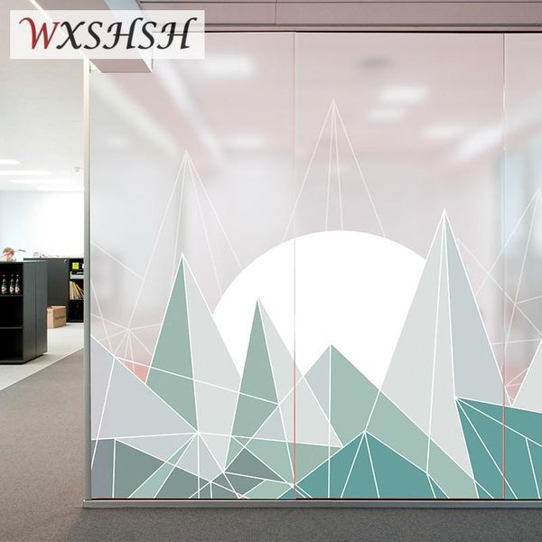

window stickers custom size electrostatic glass film geometry pattern office partition decoration pvc privacy protection frosted sticker
