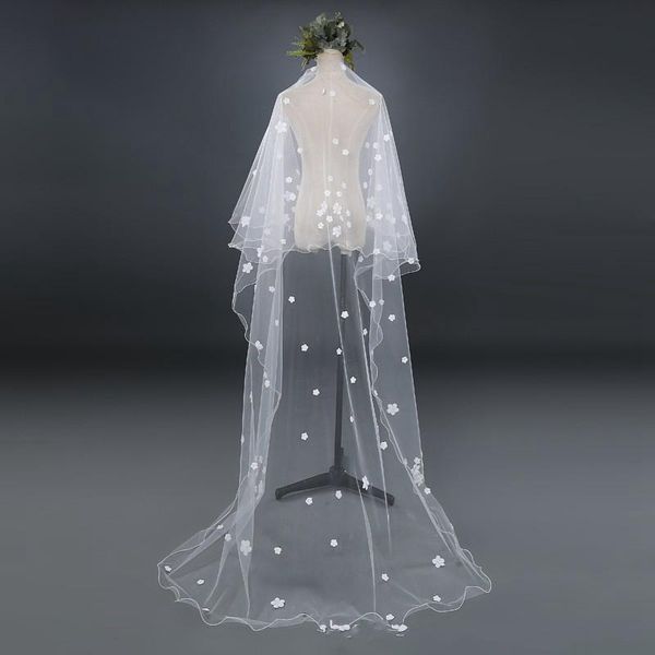 

bridal veils arrival one layer wedding with 3d flowers sluier bruiloft veil without comb bride accessories, Black