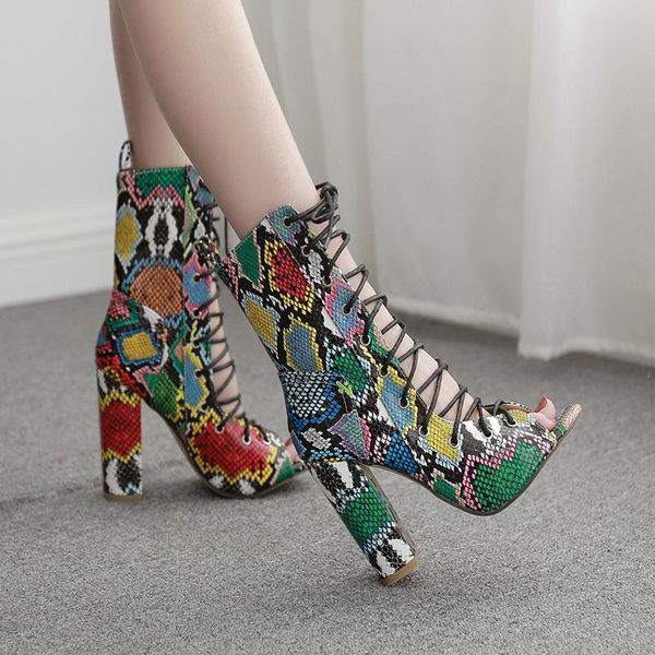 

serpentine sandals open toed high heels women transparent heel slippers discount pumps over 8cm sandalias, Black